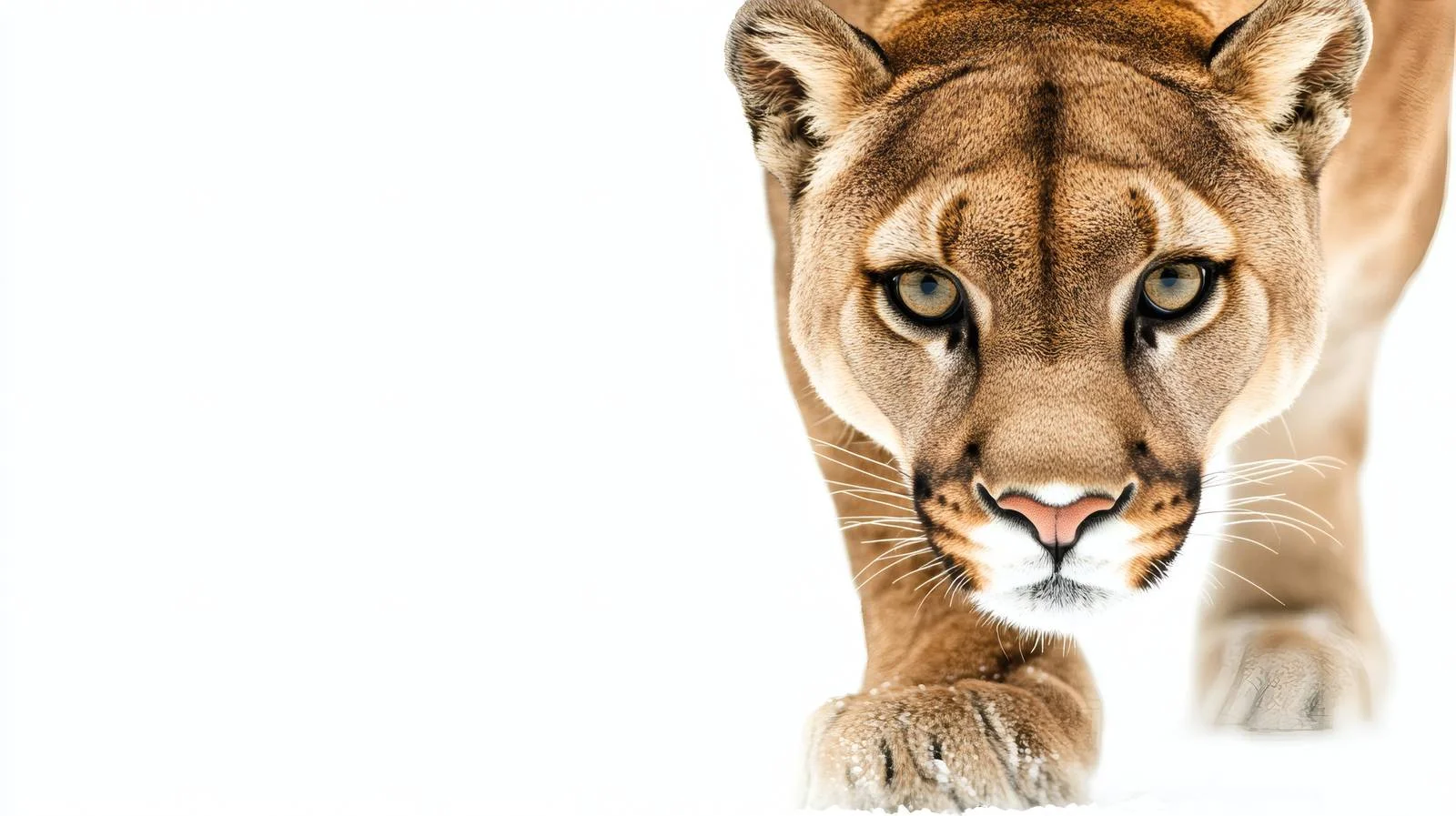 Crouching Puma on White Background Closeup — free download from Dotvec