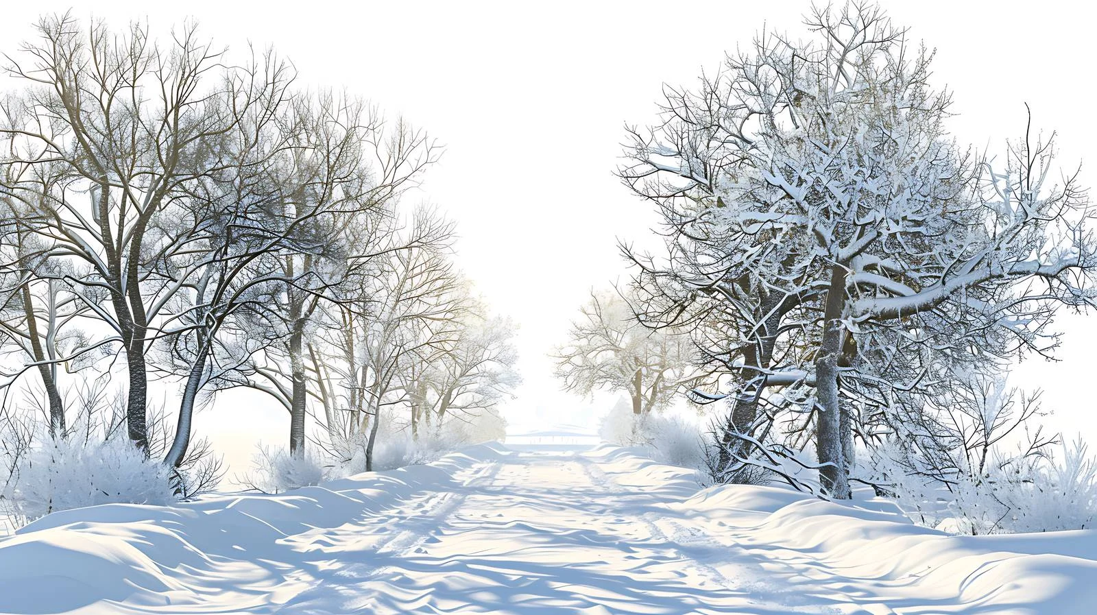 Tranquil Winter Scene: Forest Road — free download from Dotvec