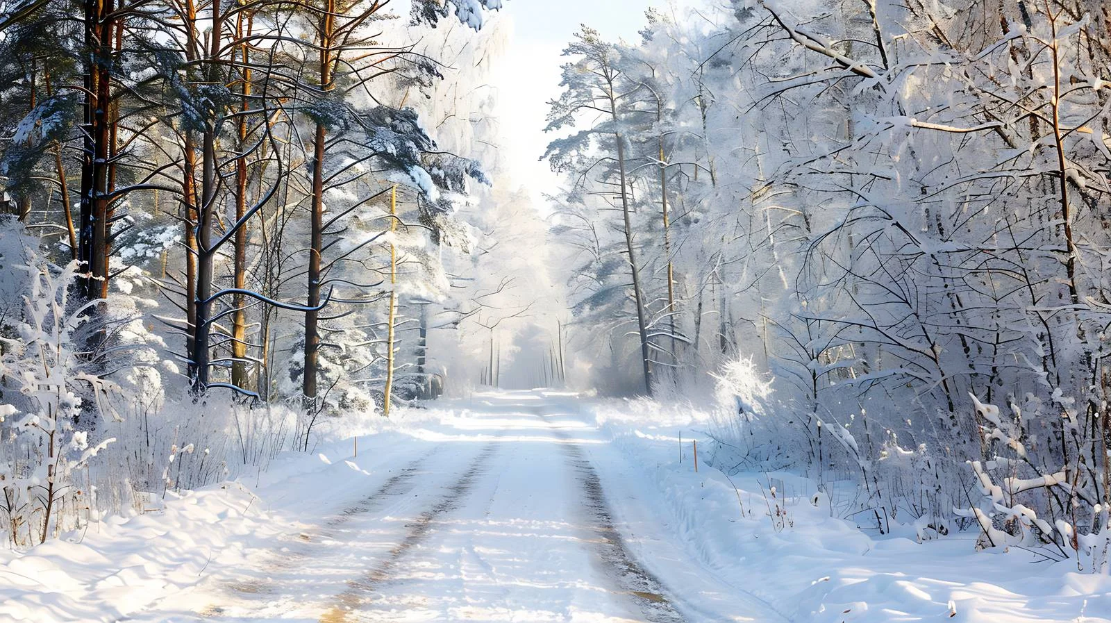 Tranquil snow-covered forest road outside city — free download from Dotvec