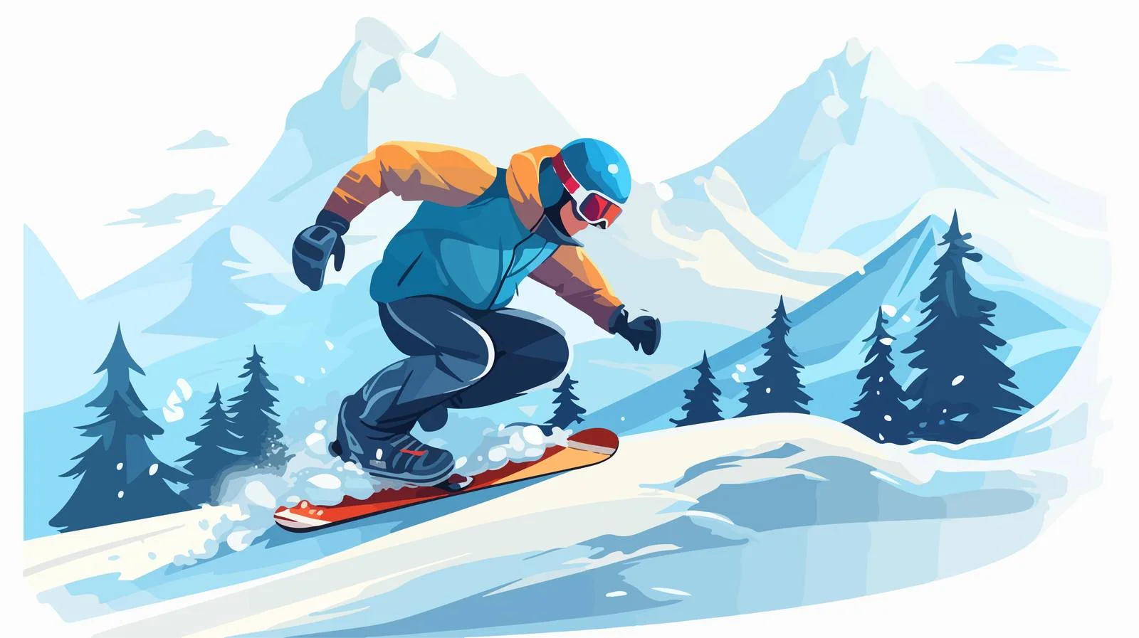 Thrilling Snowboard Riders Descend Winter Mountains — free download from Dotvec