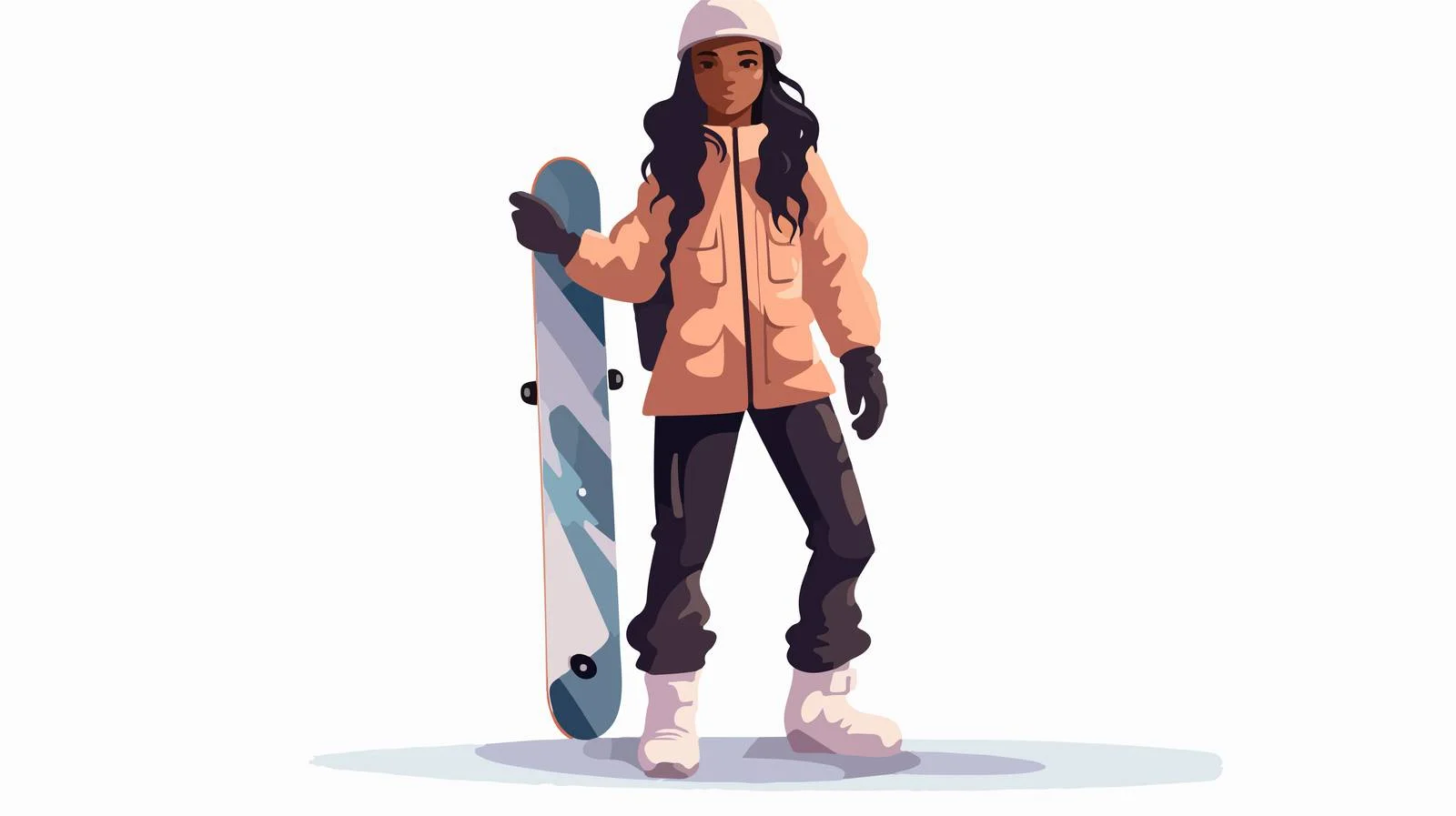 Snowboarder holding snowboard upright on slope — free download from Dotvec