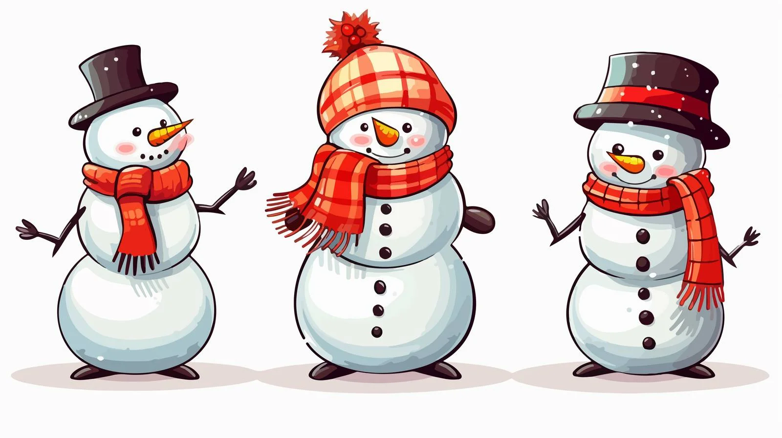 Snowman Characters Celebrate Christmas Cartoon — free download from Dotvec