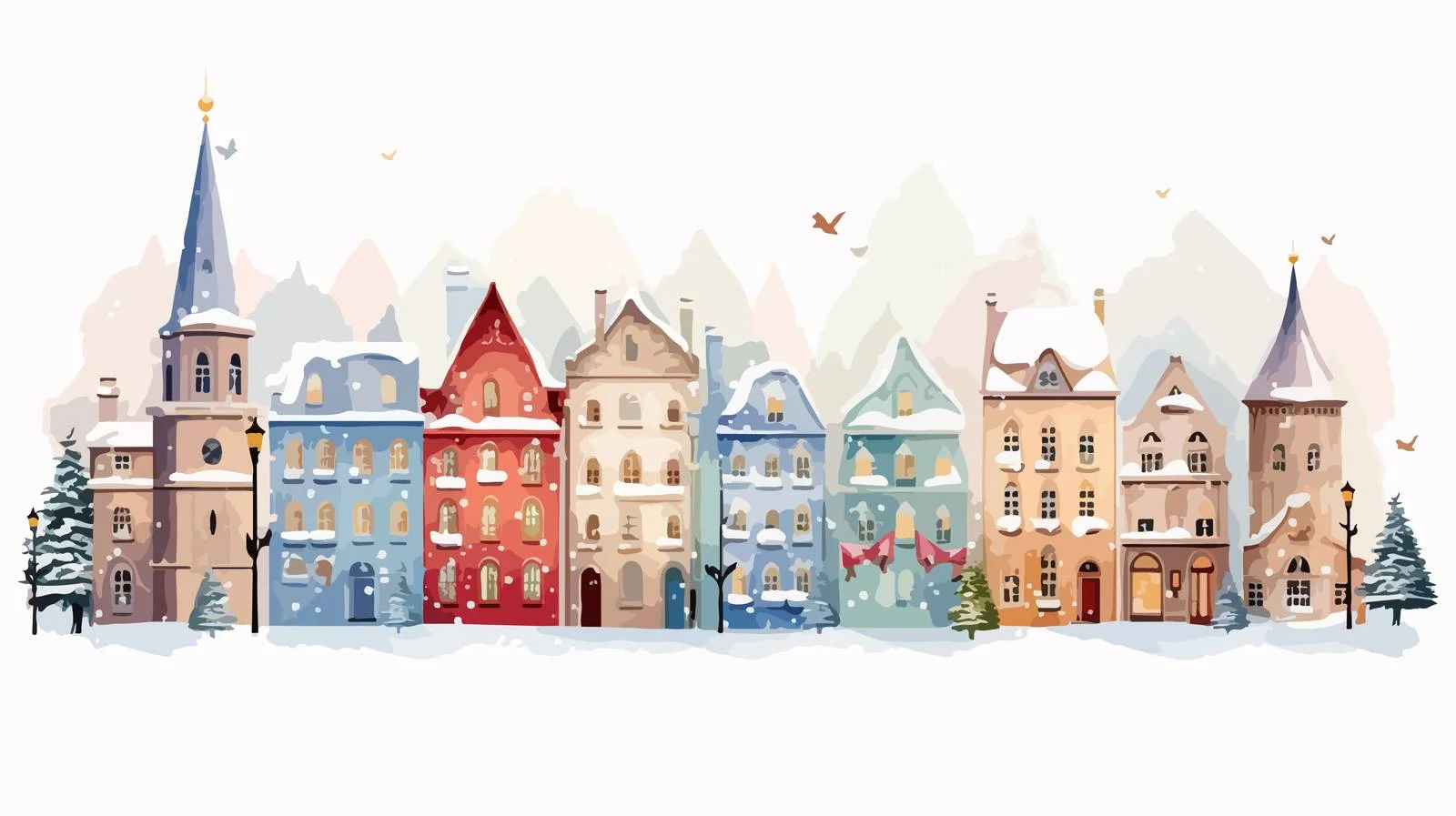 Town beneath snowy cityscape in winter — free download from Dotvec