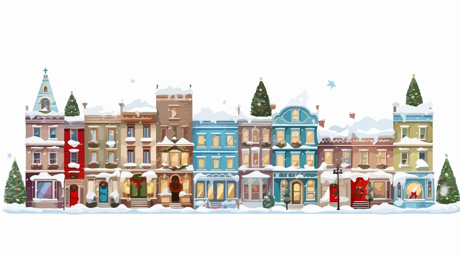 Winter Cityscape with Snowy Town Streets — free download from Dotvec
