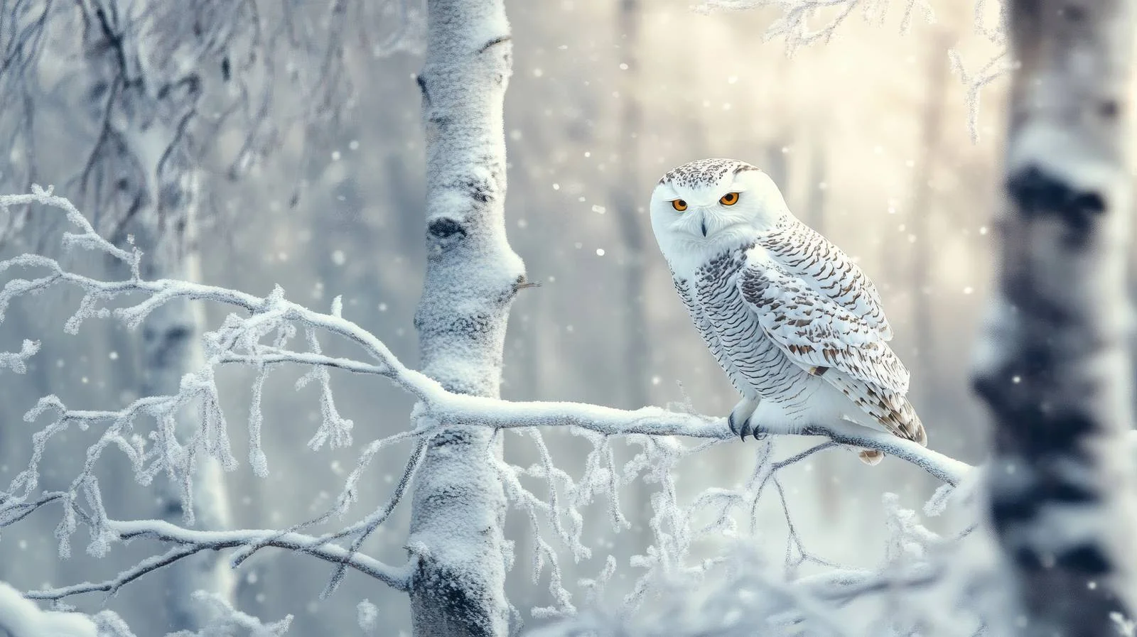 Snowy Owl Perched in Wintry Forest Clearing — free download from Dotvec