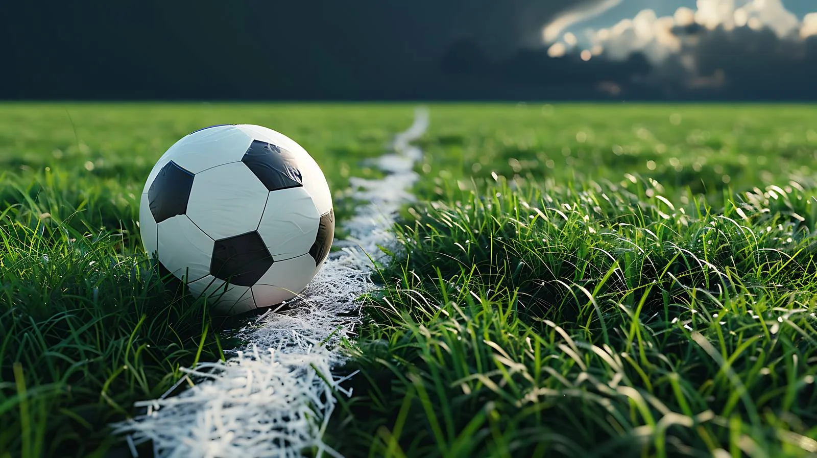 Soccer ball on grass with white stripe — free download from Dotvec