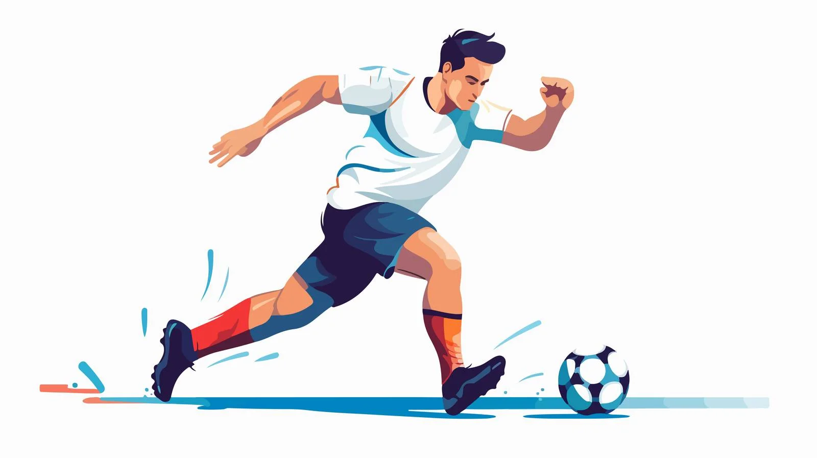 Athlete kicks soccer ball, uniform action — free download from Dotvec
