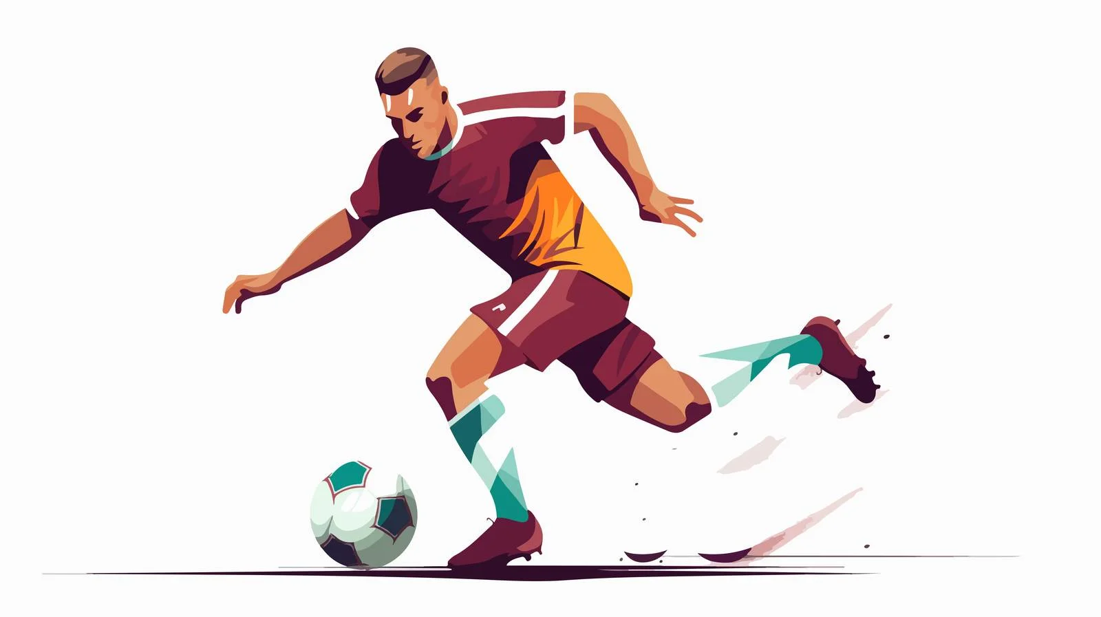 Athlete scoring goal with powerful kick — free download from Dotvec