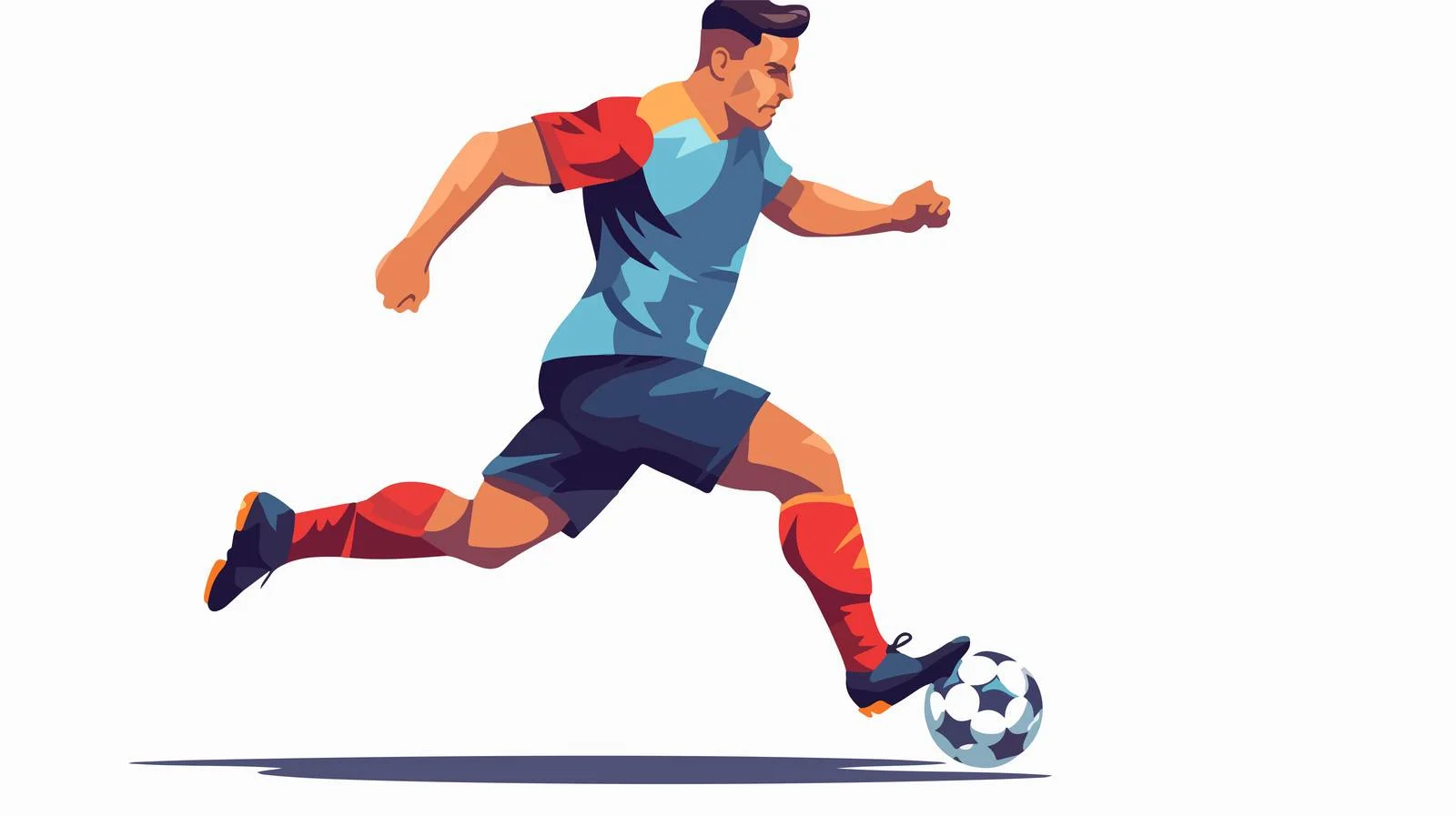 Athletic soccer player kicking ball skillfully — free download from Dotvec