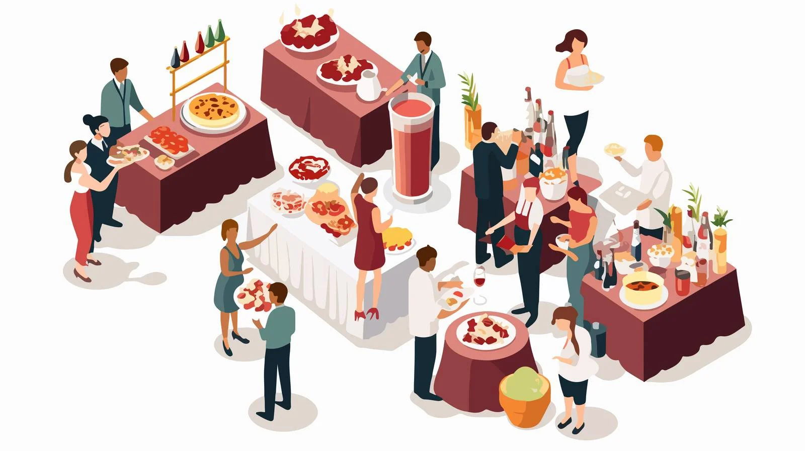Elegant Social Gathering Isometric Scene — free download from Dotvec