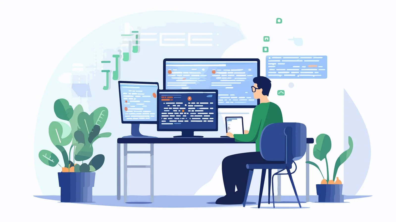 Professional Programmer Writing Software Code — free download from Dotvec