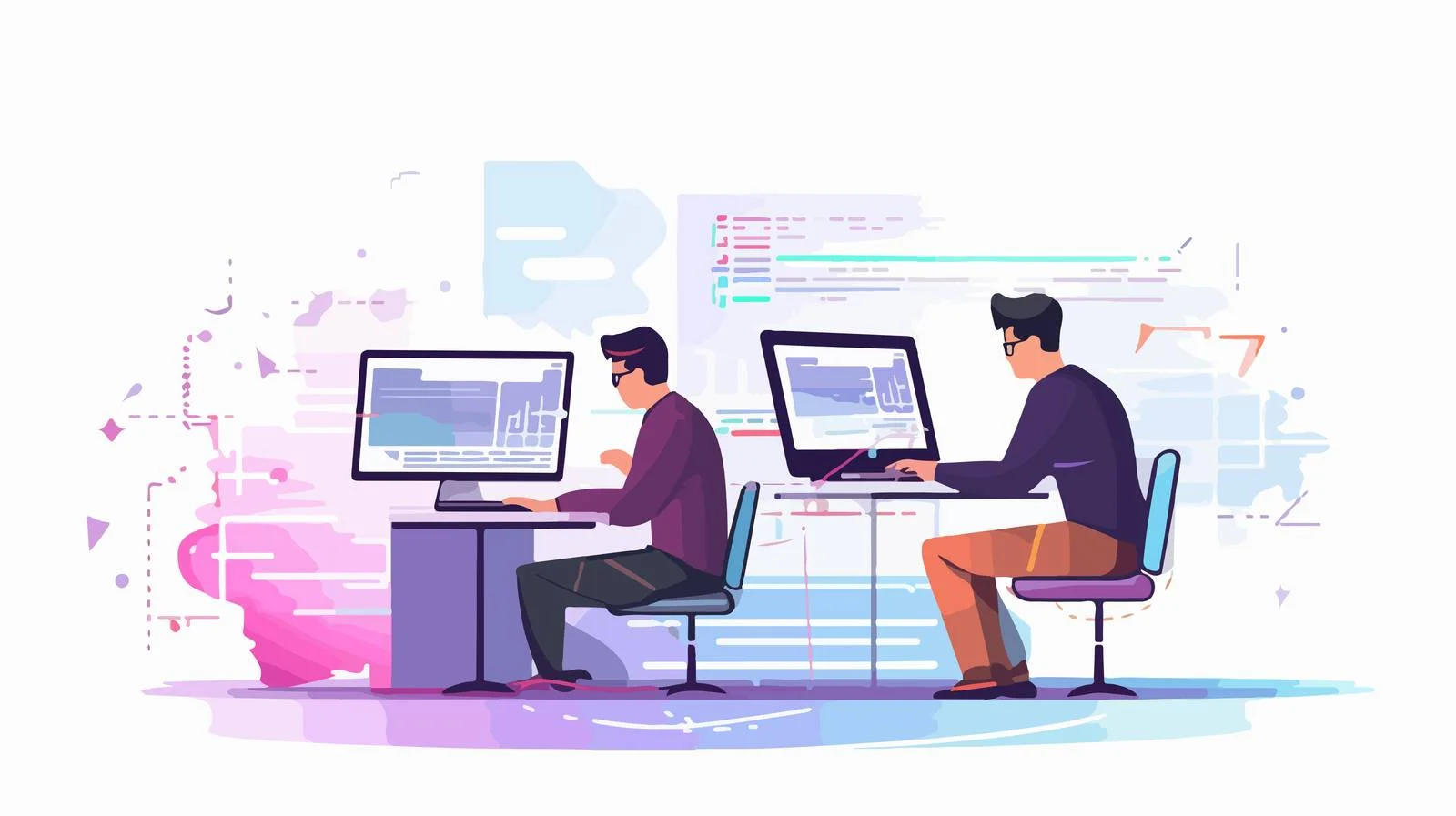 Developer coding software program with focus — free download from Dotvec
