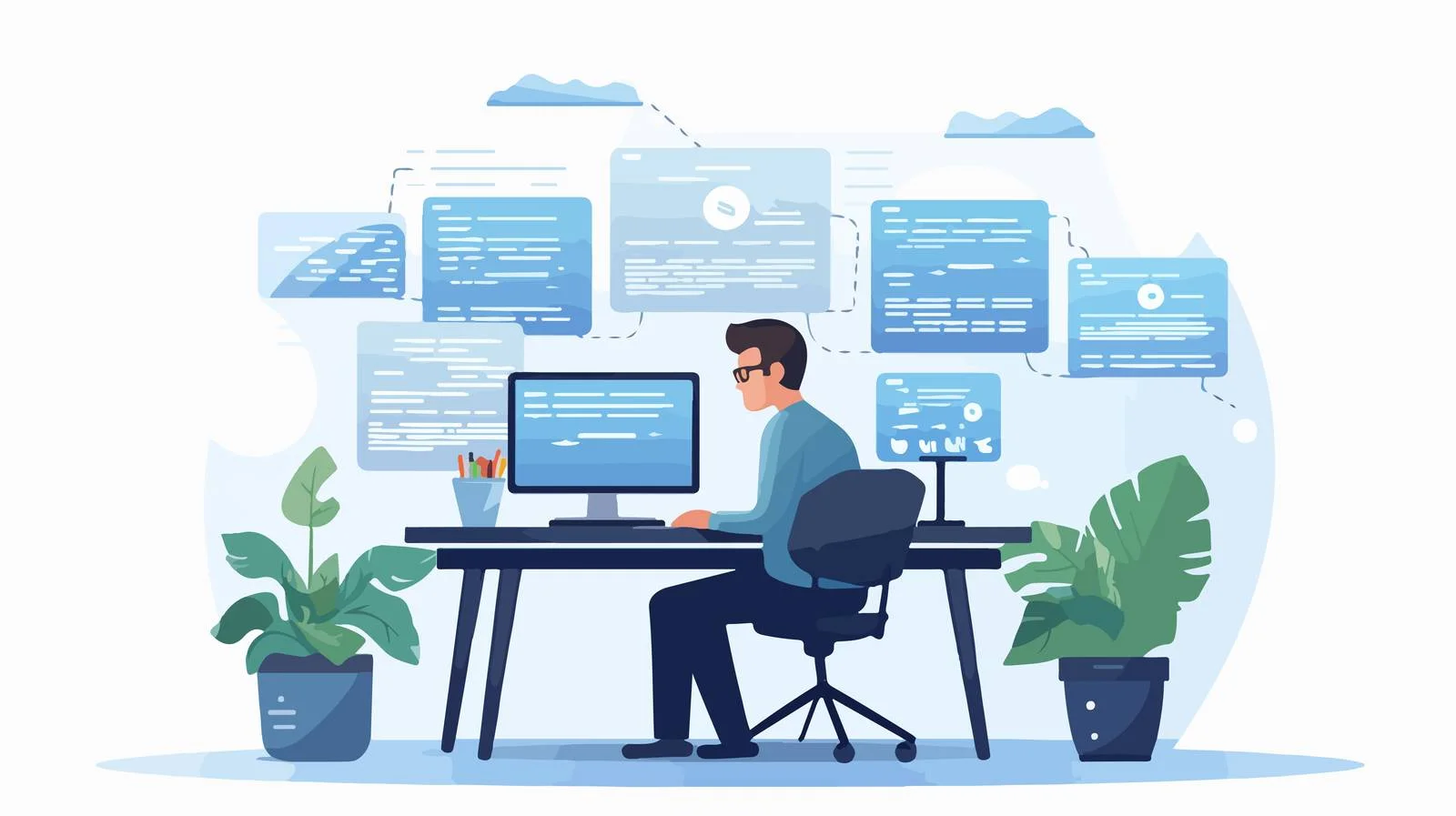 Professional Programmer Debugging Software Code — free download from Dotvec