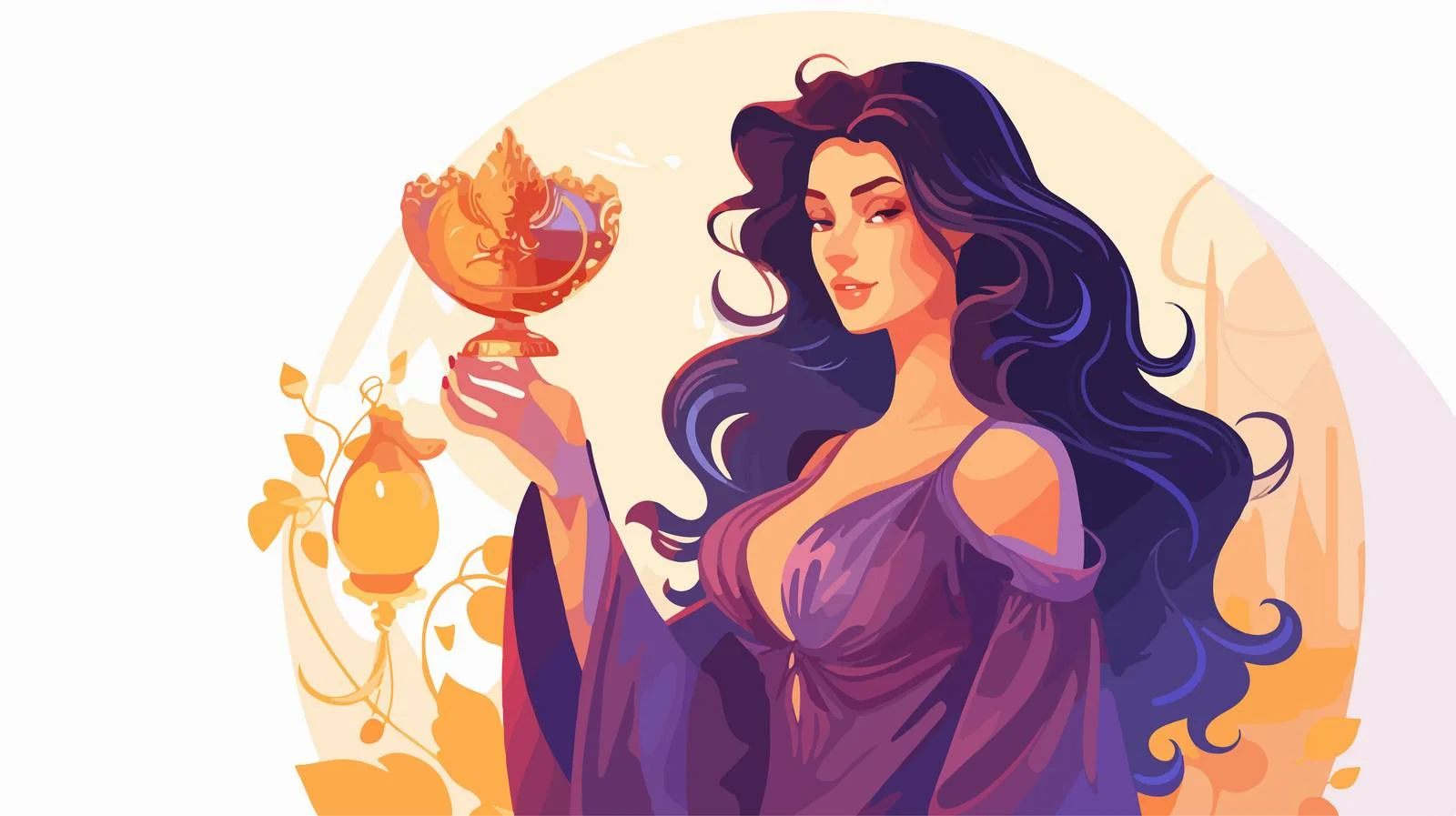 Enchantress with Sacred Chalice and Hidden Elixir — free download from Dotvec
