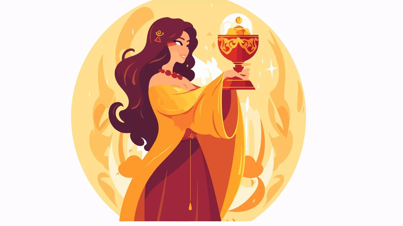 Enchantress with Sacred Chalice Concealing Mystic Elixir — free download from Dotvec