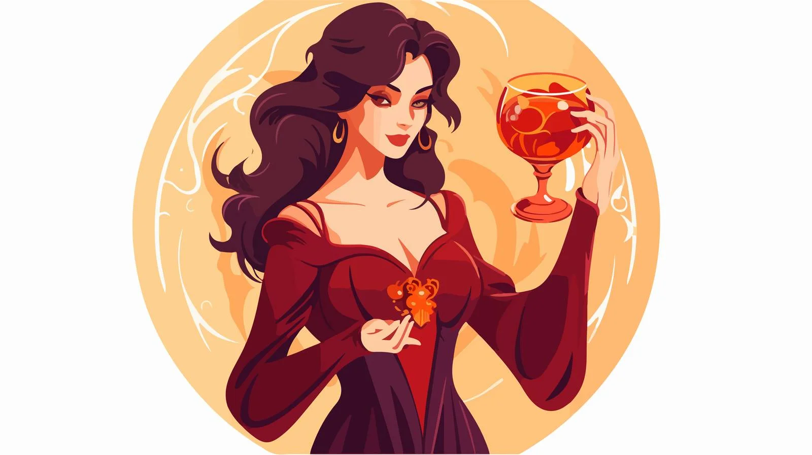 Mystical sorceress cradling sacred chalice enchantingly — free download from Dotvec