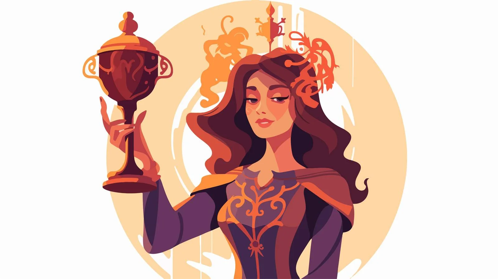 Enchantress with Sacred Chalice Concealing Mystic Elixir – free elixir image from Dotvec