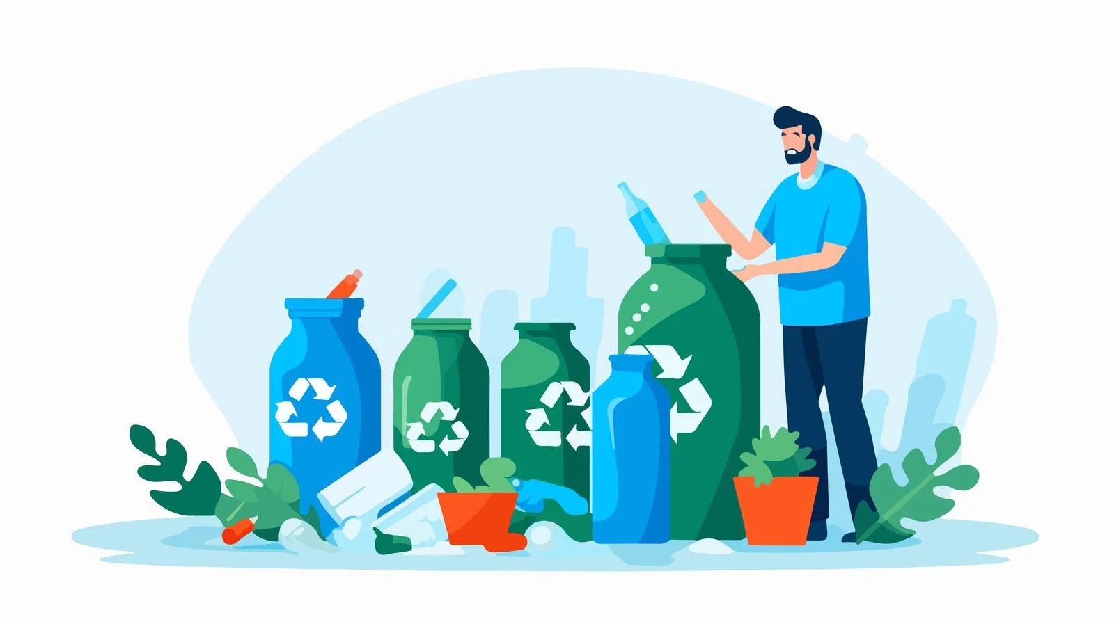 Environmental Waste Sorting: Person Separating Trash — free download from Dotvec
