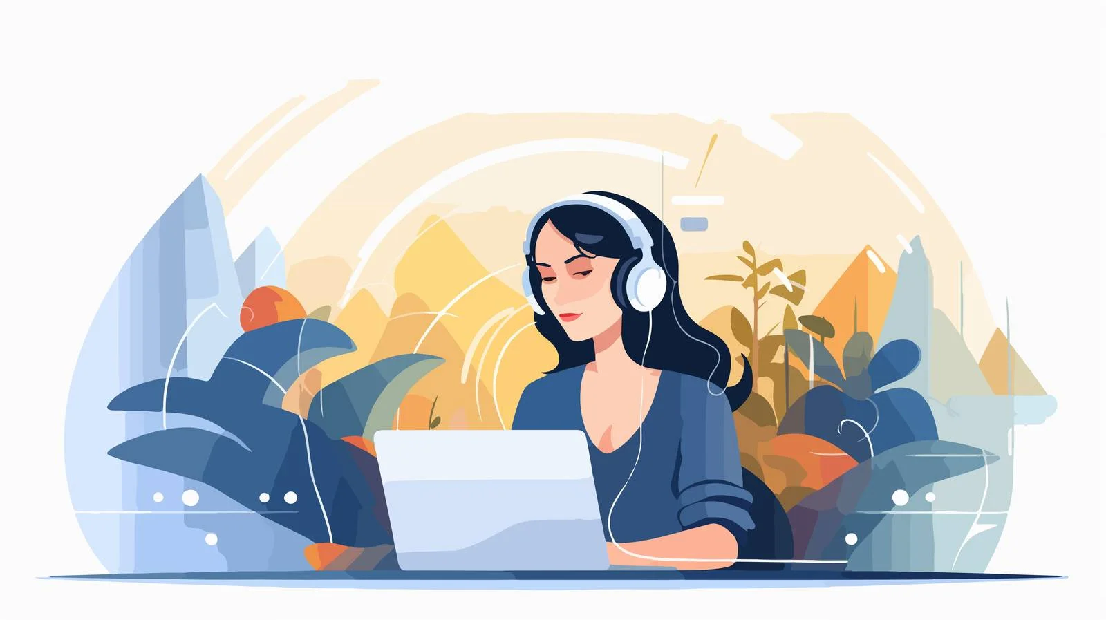 Professional sound designer at laptop workstation — free download from Dotvec