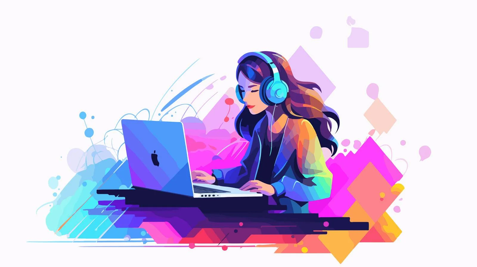Audio Producer at Laptop with Headphones — free download from Dotvec