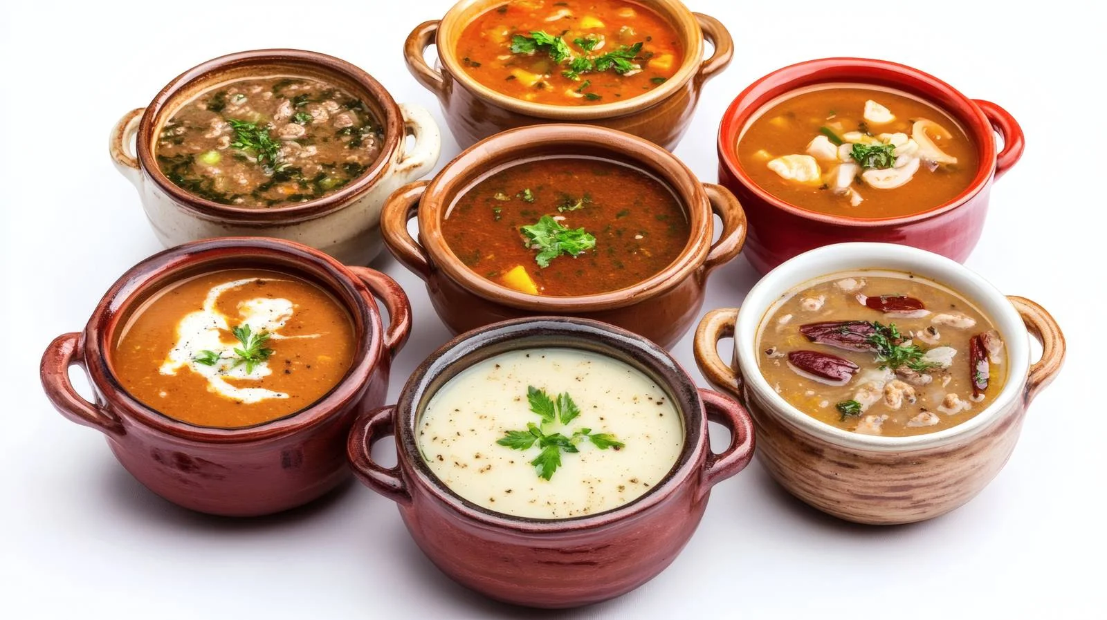 Assorted Soup Bowls on White Background — free download from Dotvec