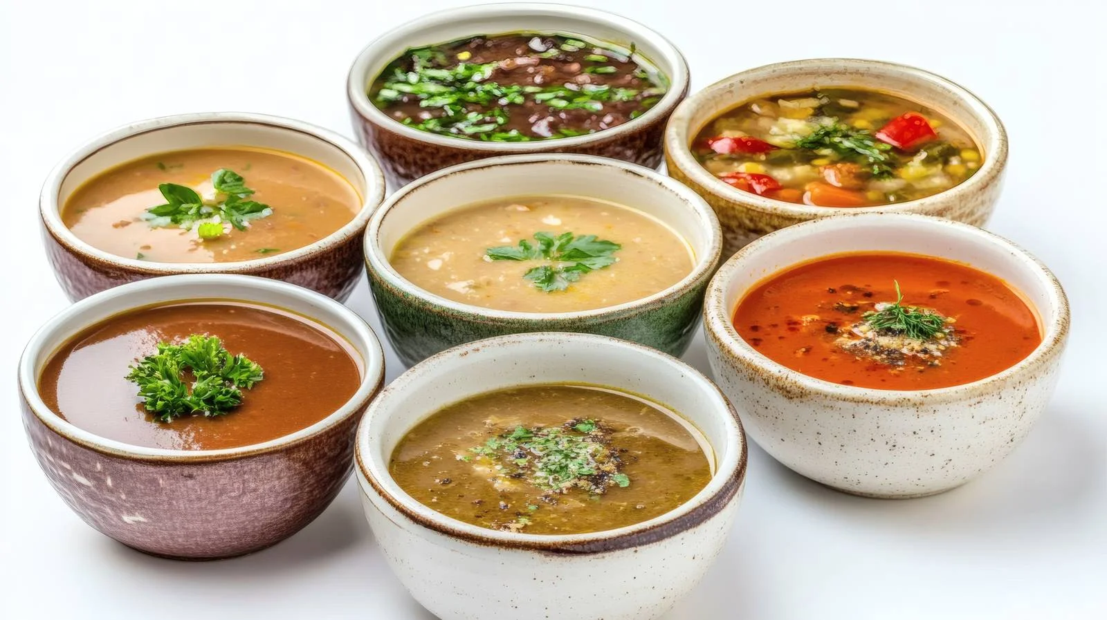 Assorted Soup Selection on White Background — free download from Dotvec