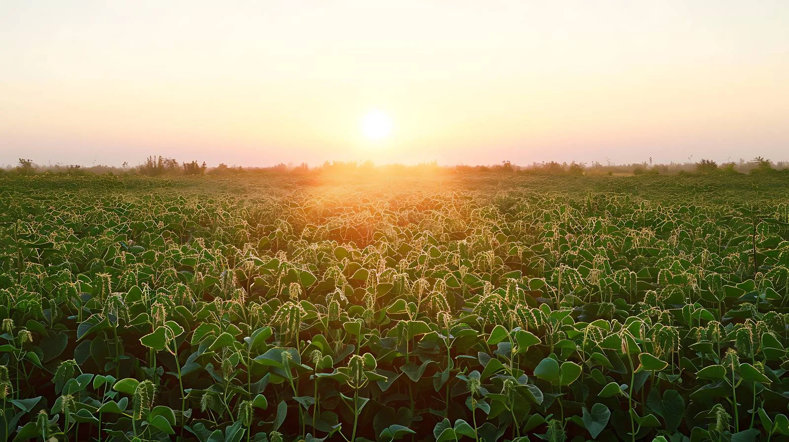 Vibrant Sunrise Over Soybean Field — free download from Dotvec
