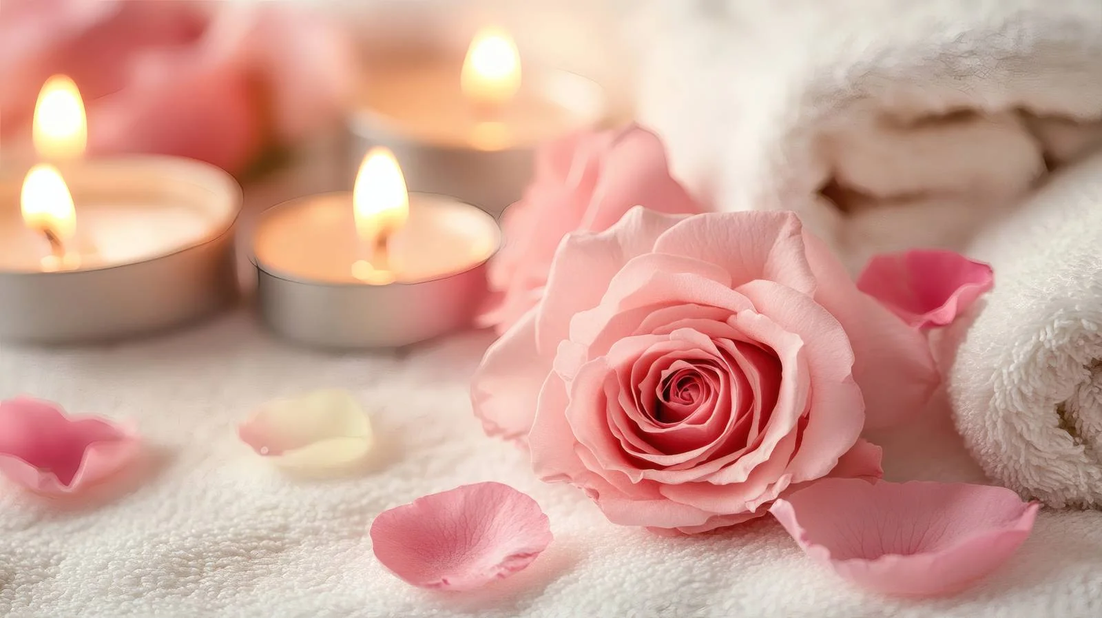 Serene Spa Setting with Delicate Pink Roses — free download from Dotvec