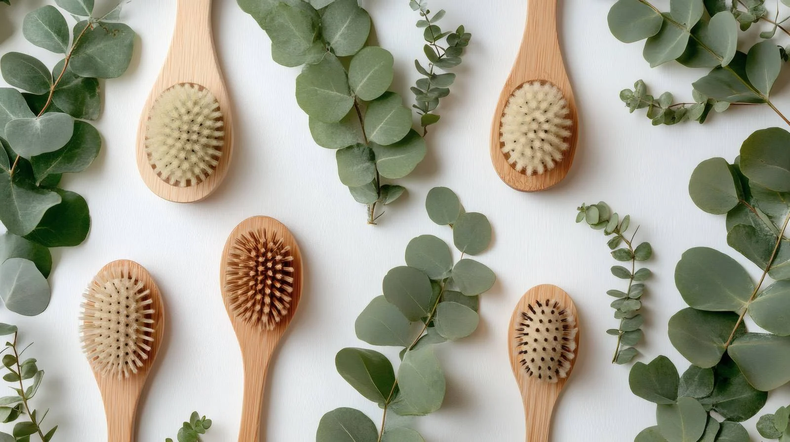 Eucalyptus and Spa Brushes on White Background — free download from Dotvec