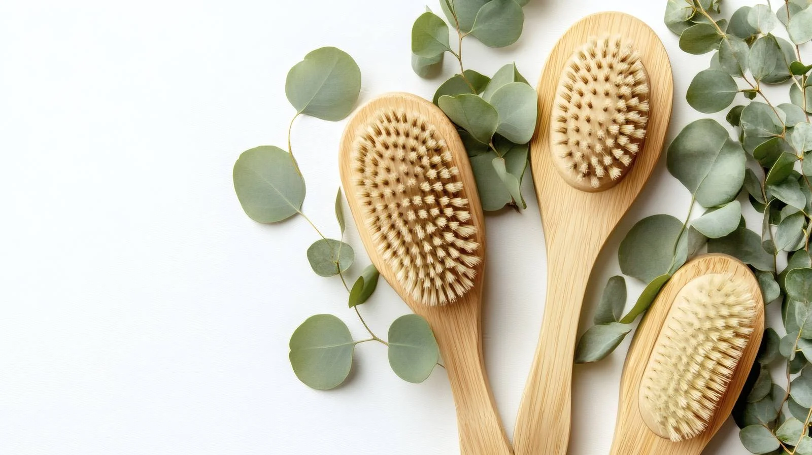 Eucalyptus Leaves and Spa Brushes on White — free download from Dotvec