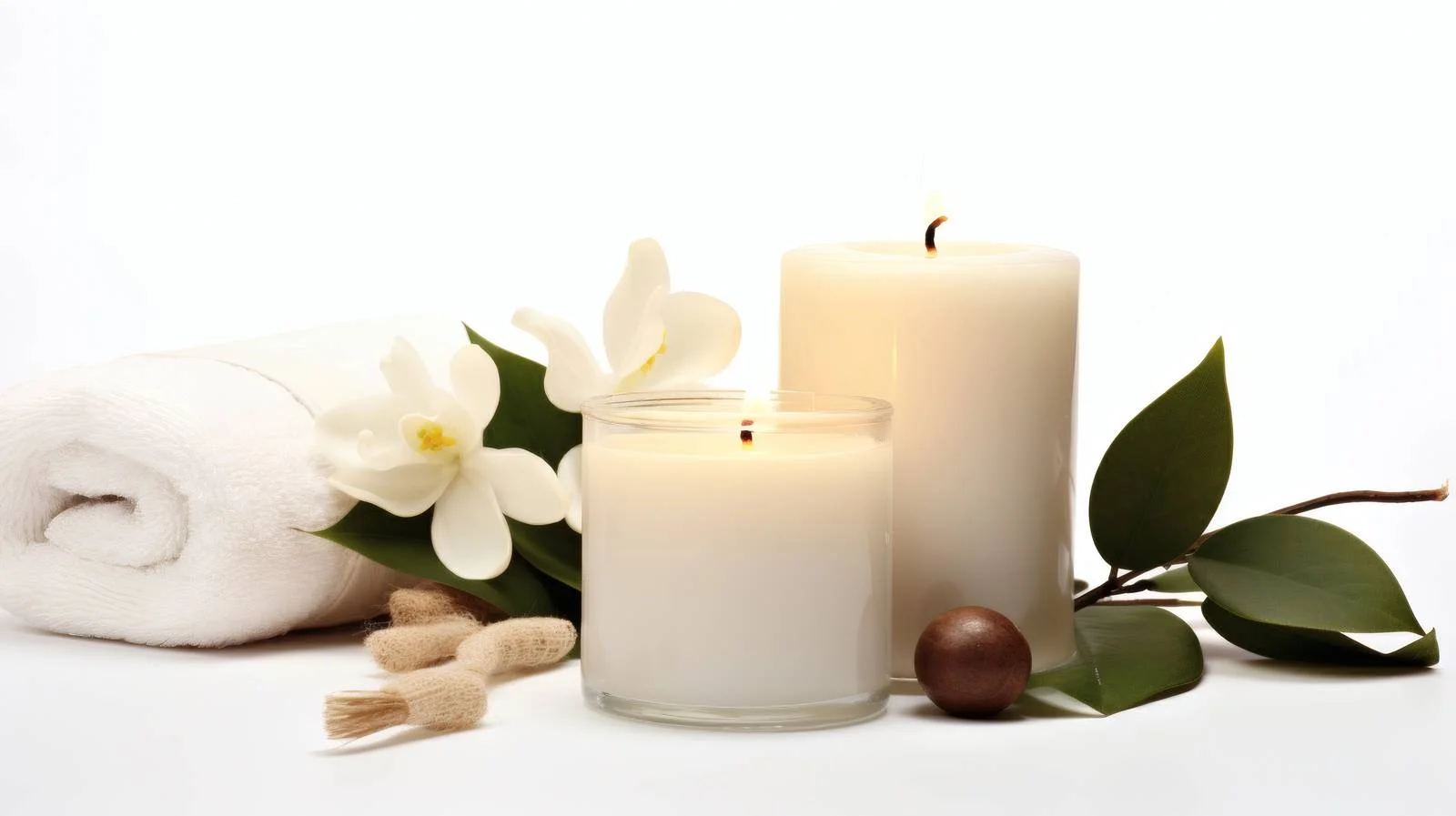 Tranquil Spa Scene with Lit Candle — free download from Dotvec