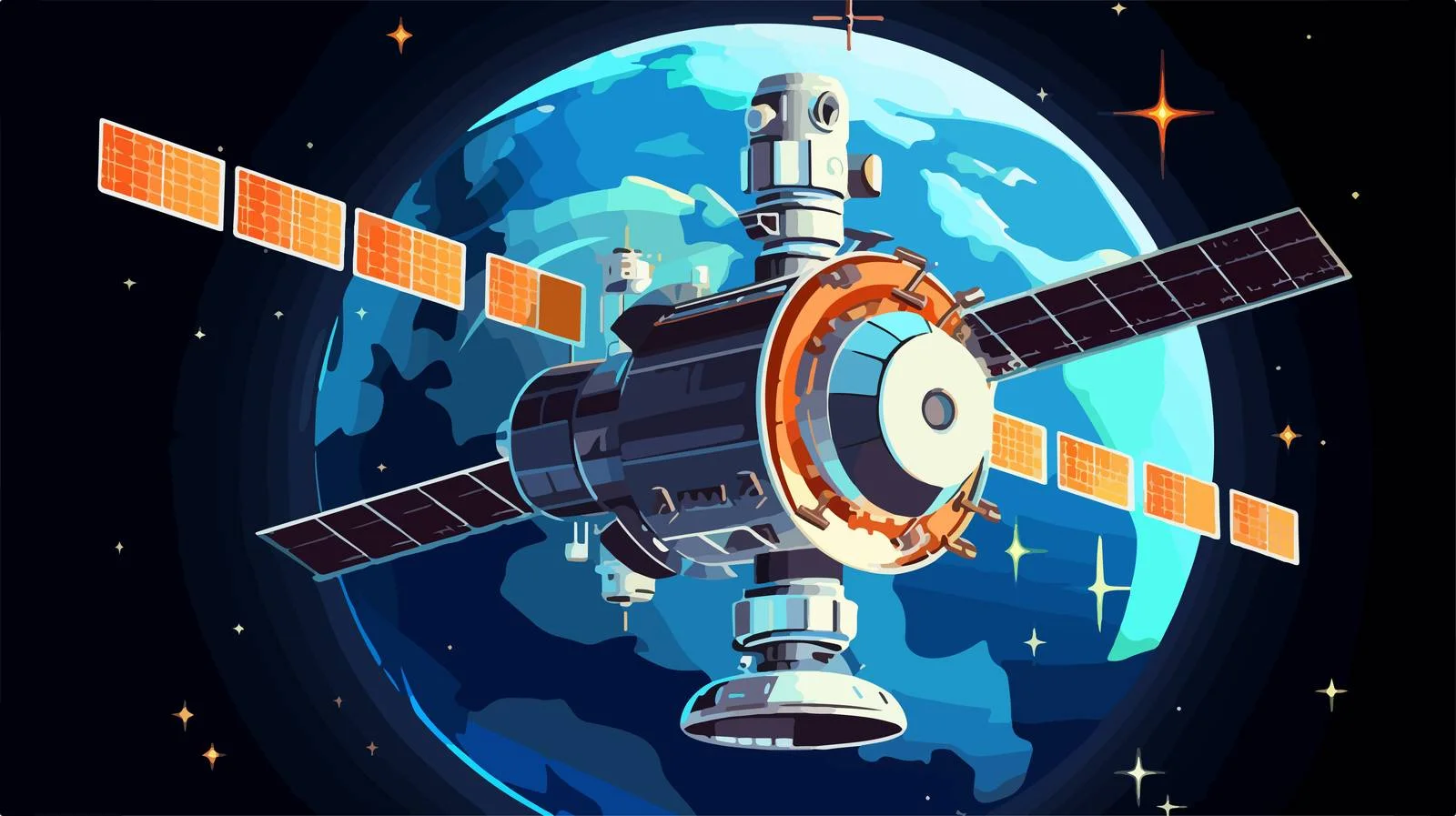 Space Station Signal Transmission Illustration — free download from Dotvec