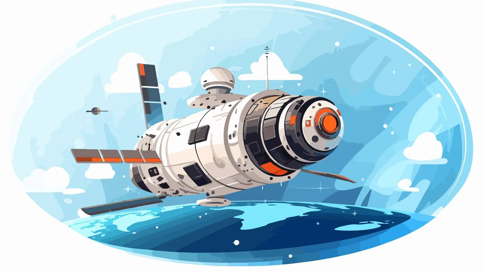 Space Station Signal Transmission Illustration — free download from Dotvec