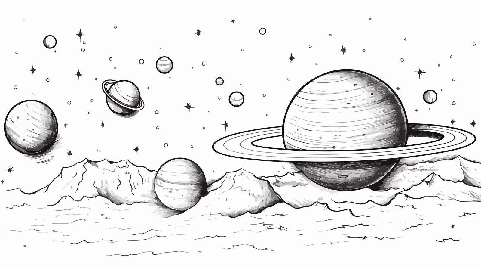 Hand-drawn Space Scene — free download from Dotvec
