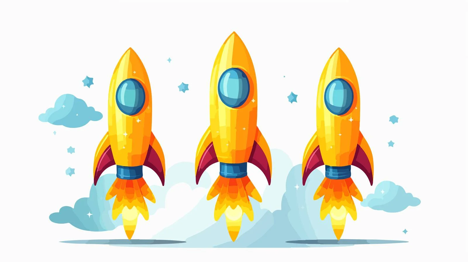 Rocket soaring with blazing engine flames — free download from Dotvec