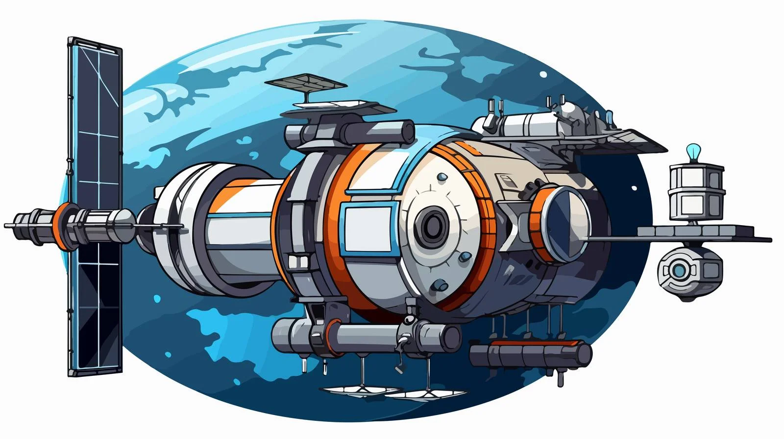 Space Station Orbiting Earth with Astronauts — free download from Dotvec