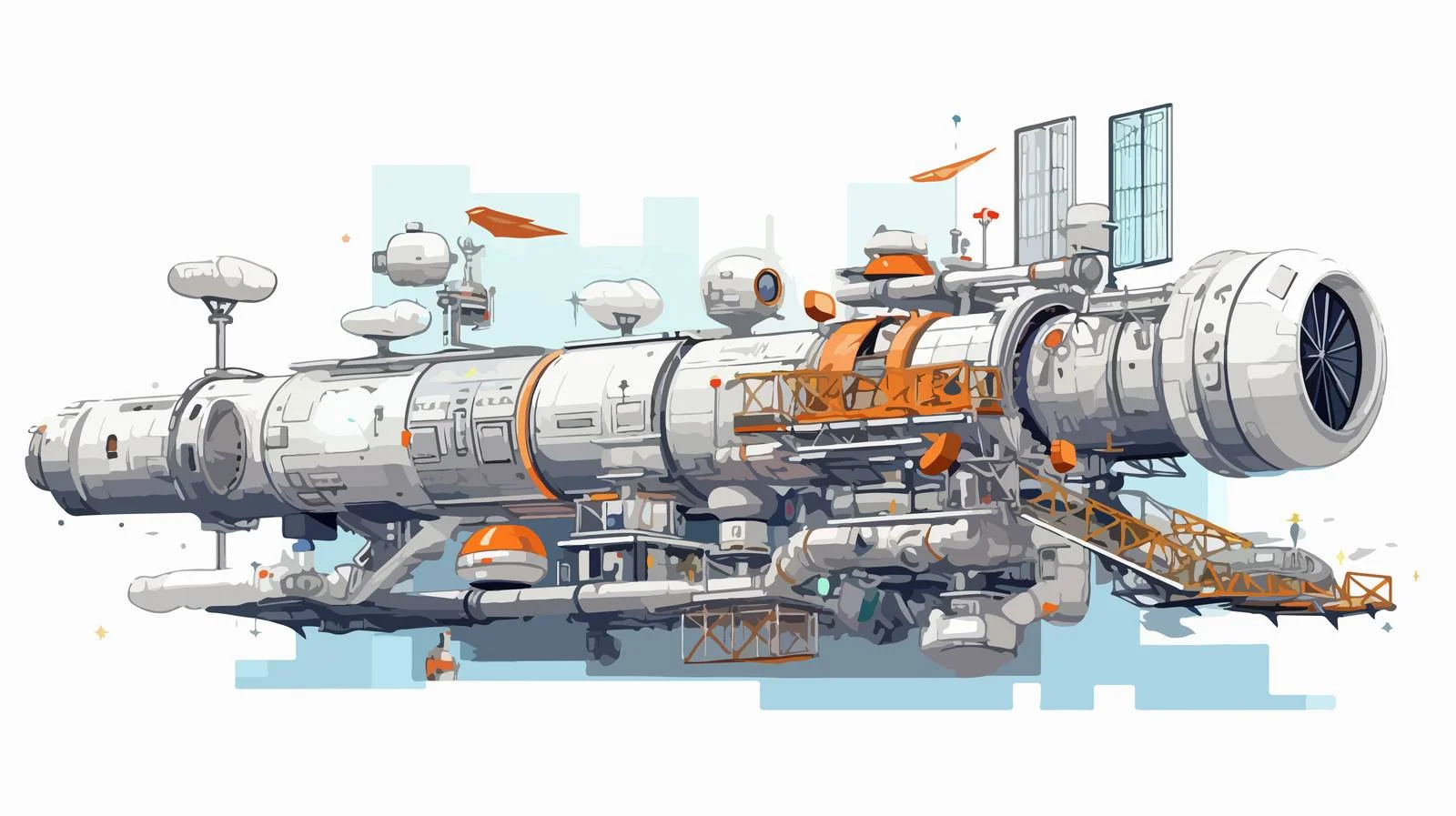 Space Station Orbiting Earth with Astronauts — free download from Dotvec