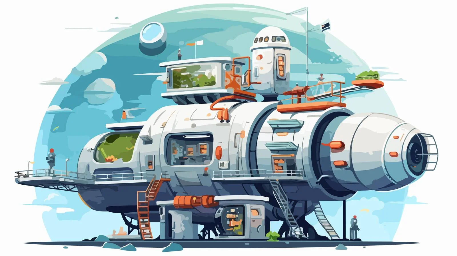 Orbiting Space Station with Astronauts — free download from Dotvec