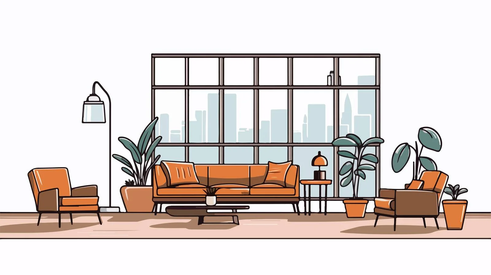Loft Style Living Room with Large Window — free download from Dotvec