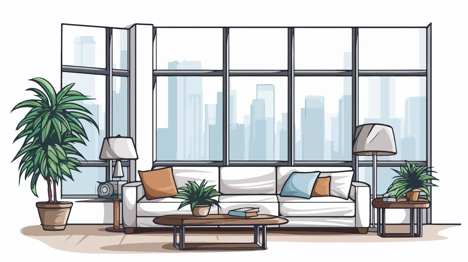 Modern Loft Living Room with Large Window — free download from Dotvec