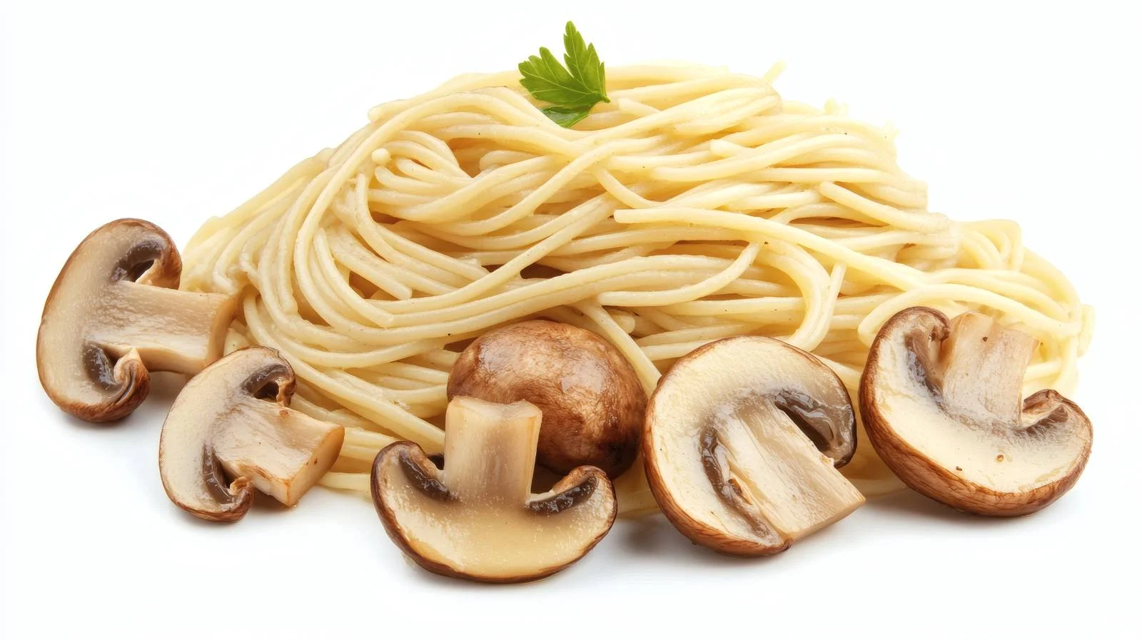 Savory Mushroom Spaghetti on White Background — free download from Dotvec
