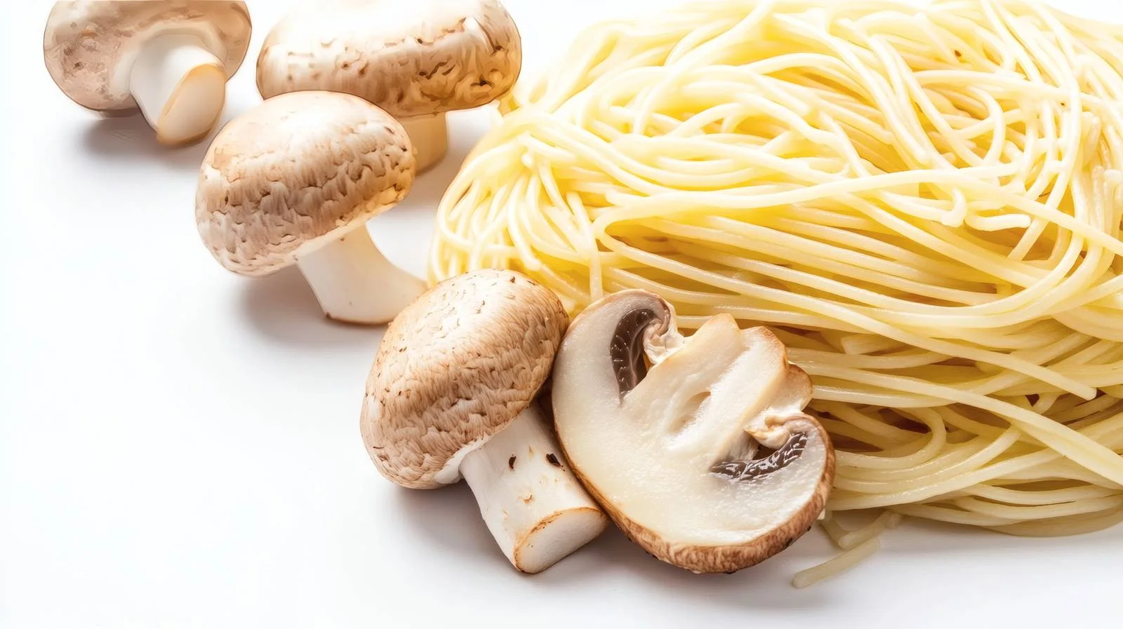 Mushroom-infused Spaghetti on White Background — free download from Dotvec