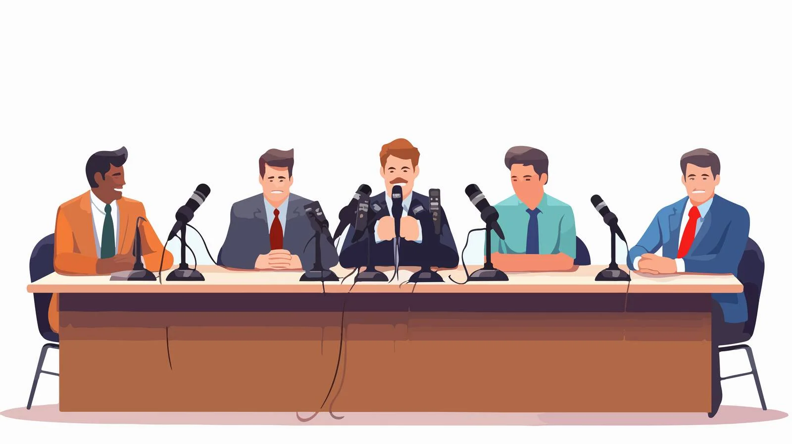 Spokesperson leading media briefing at conference table — free download from Dotvec