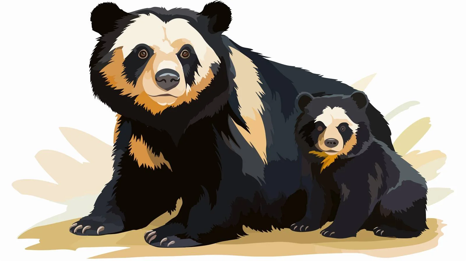 Andean Spectacled Bear Mother with Young Cub — free download from Dotvec
