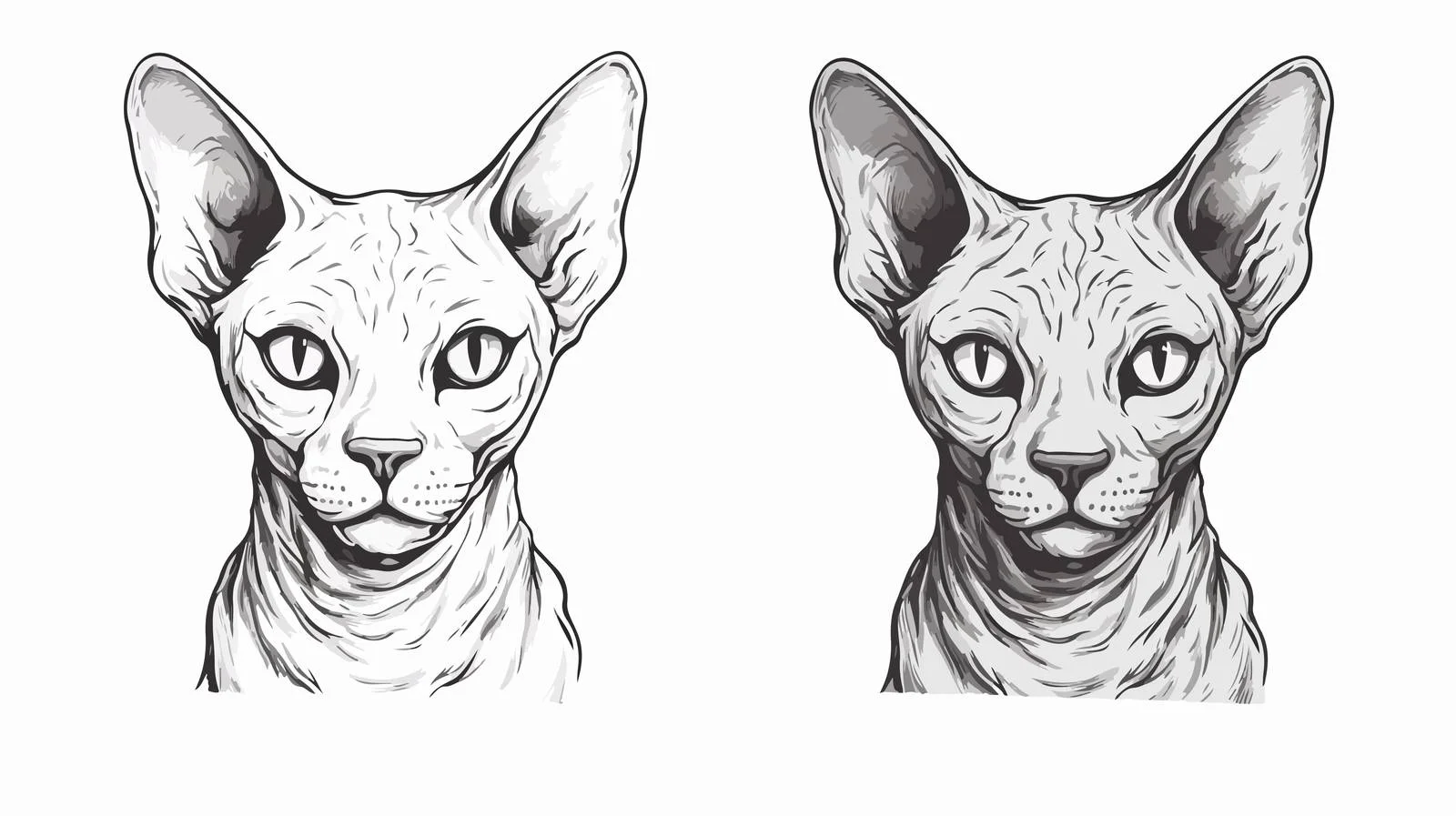 Sphynx Cat Engraved Portrait Sketch — free download from Dotvec