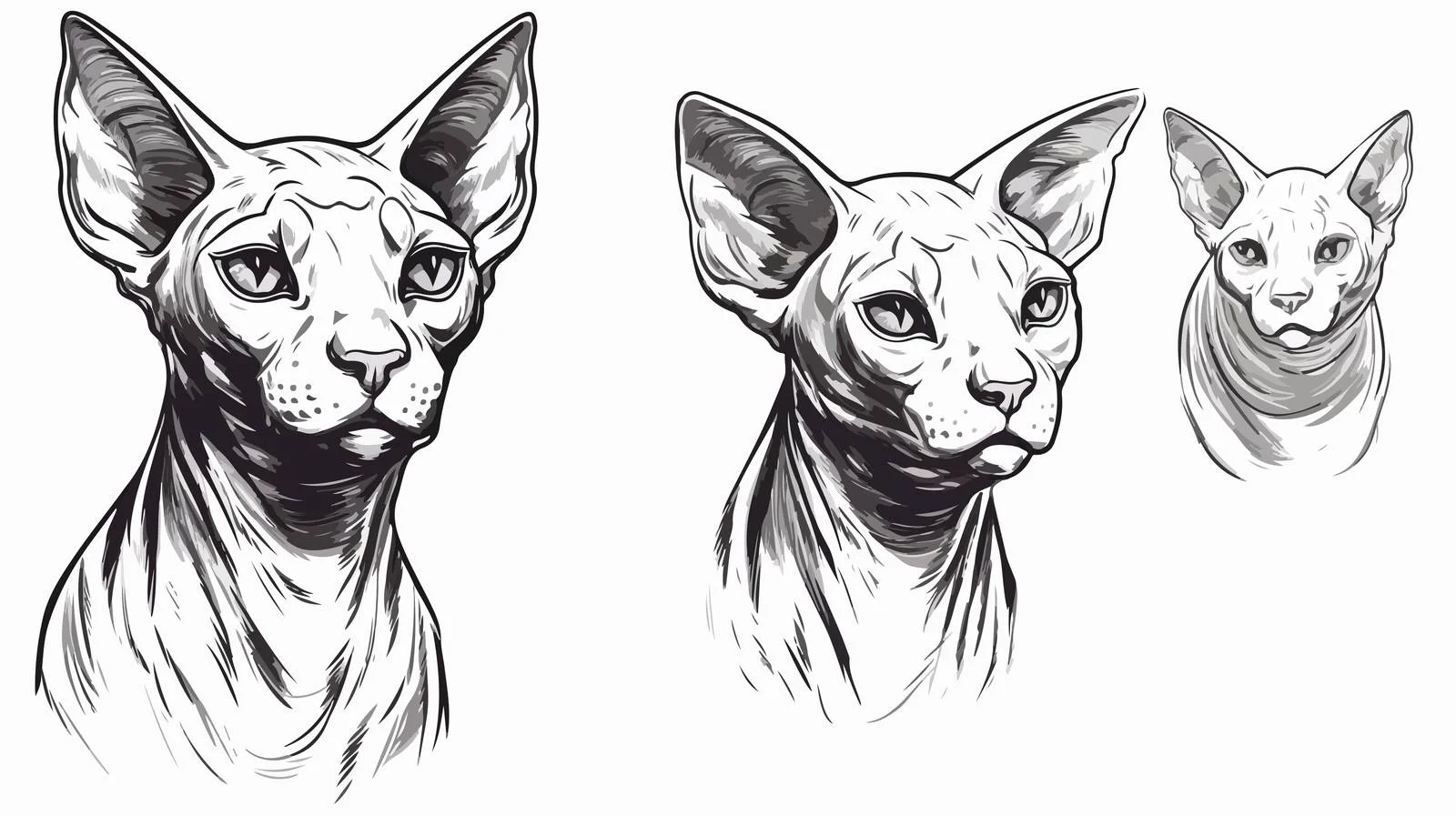 Sphynx Cat Engraved Portrait Sketch — free download from Dotvec