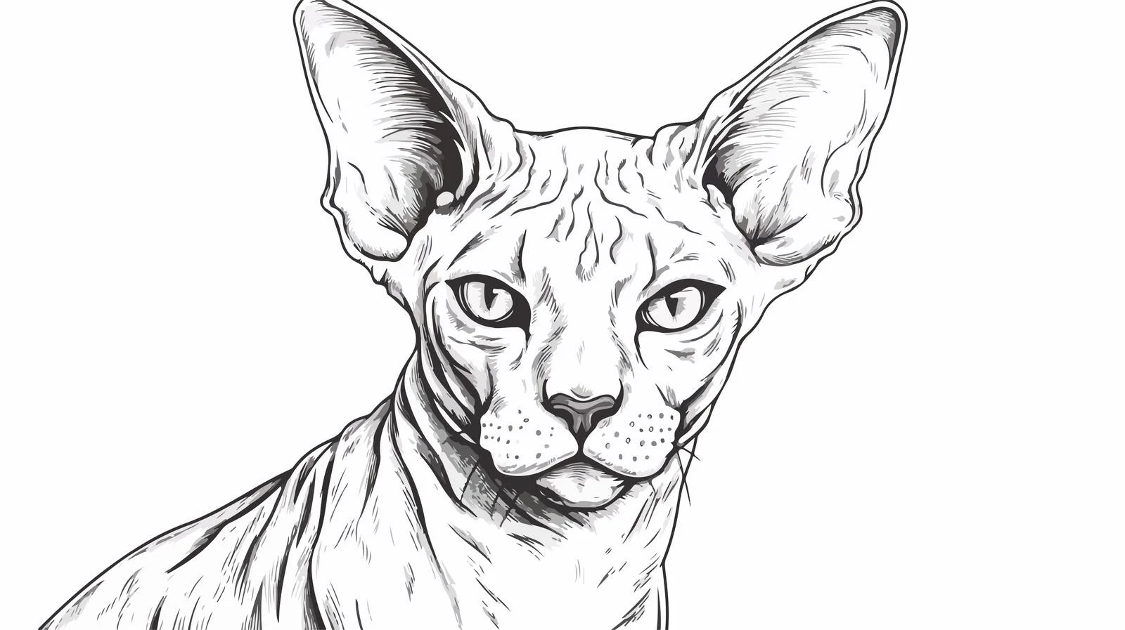 Sphynx Cat Engraved Portrait Sketch — free download from Dotvec