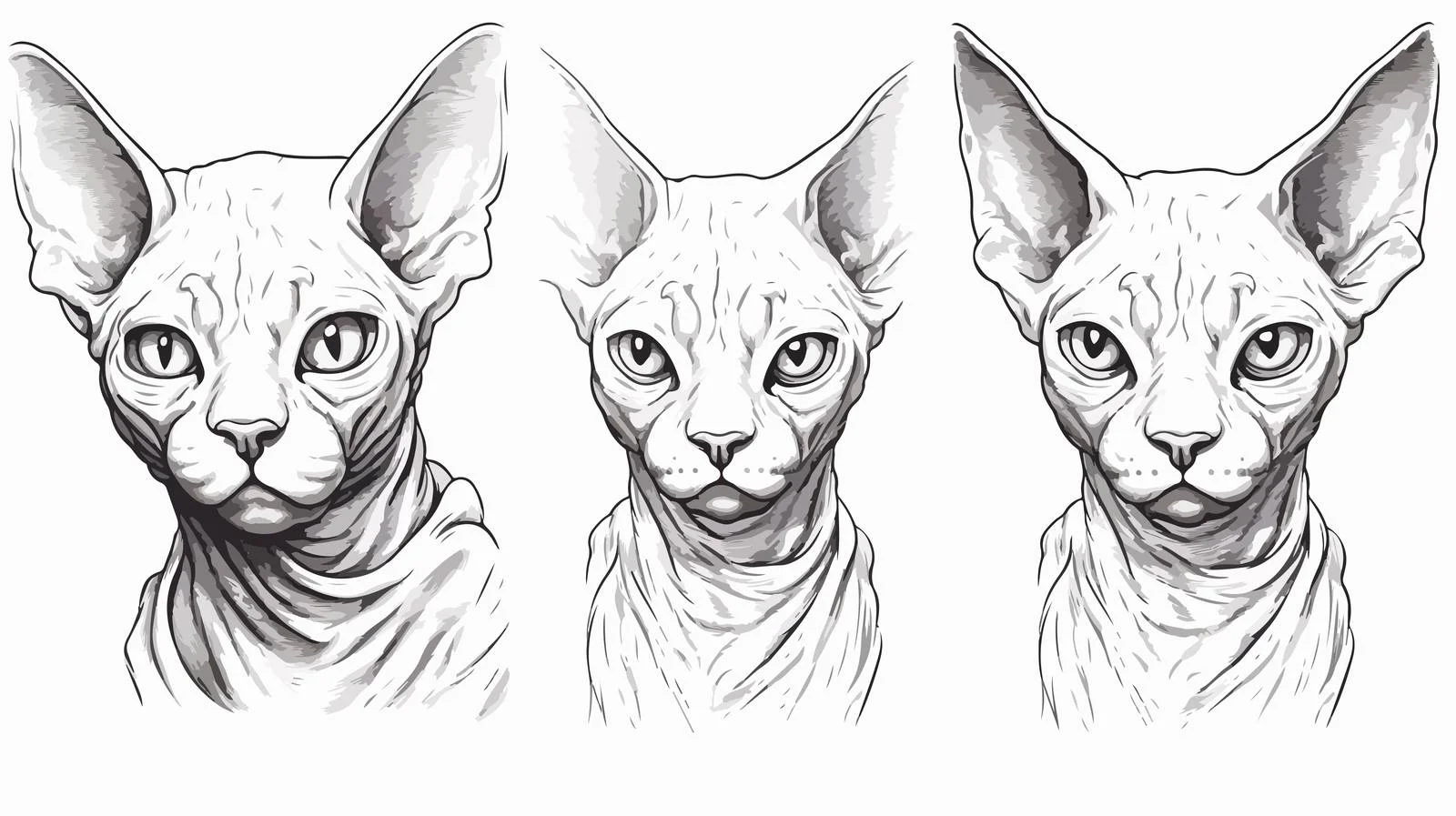 Detailed Sphynx Cat Portrait Sketch Engraving — free download from Dotvec