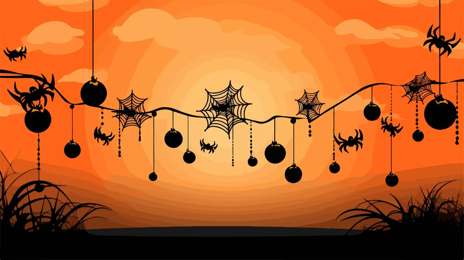 Halloween Spider Web Silhouette Banner — free download from Dotvec