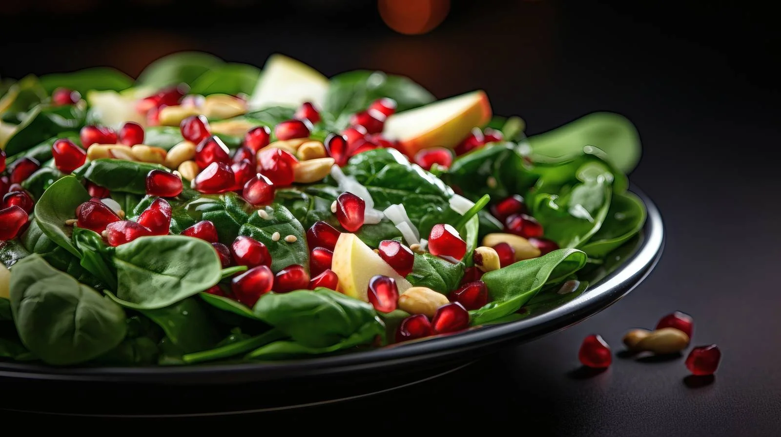 Healthy Spinach Apple Salad with Pomegranate — free download from Dotvec